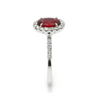 1.34 Ct. Ruby Natural Diamond Pave Ring, 18K White Gold Image