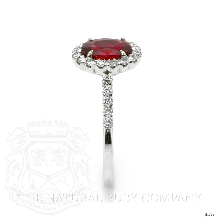 1.34 Ct. Ruby Natural Diamond Pave Ring, 18K White Gold