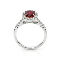1.34 Ct. Ruby Natural Diamond Pave Ring, 18K White Gold Image