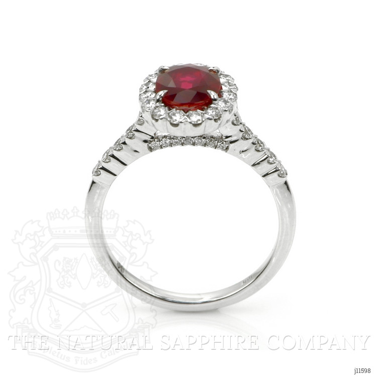 1.34 Ct. Ruby Natural Diamond Pave Ring, 18K White Gold