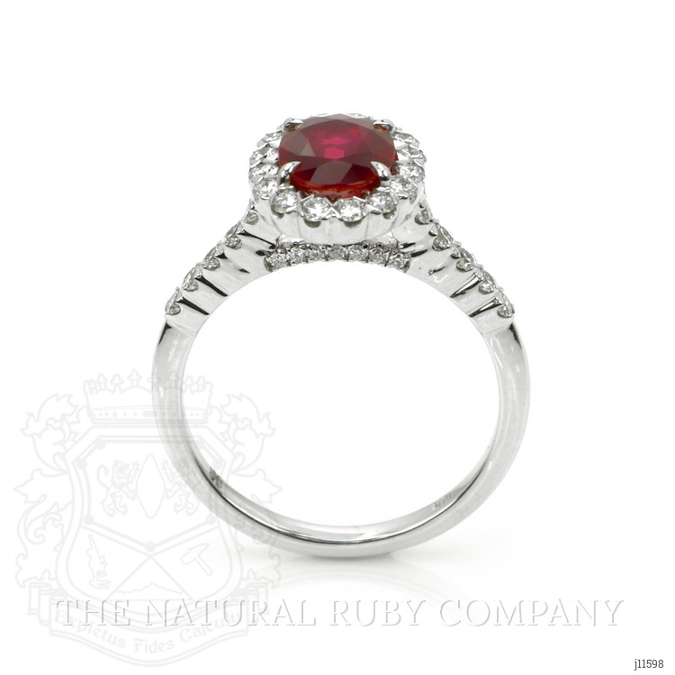 1.34 Ct. Ruby Natural Diamond Pave Ring, 18K White Gold