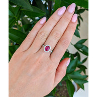 1.34 Ct. Ruby and Natural Diamond Pave Ring, 18K White Gold Life Style