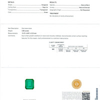3.80 Ct. Emerald and Natural Diamond Three Stone Ring, 18K White & Yellow Scan Report
