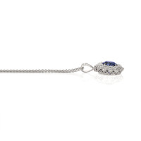3.05 Ct. Blue Sapphire and Natural Diamond Pave Necklace, 18K White Gold Image