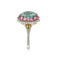 2.76 Ct. Paraiba Tourmaline Tourmaline Pave Ring, 18K Yellow & White Image