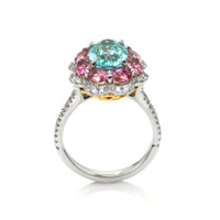 2.76 Ct. Paraiba Tourmaline Tourmaline Pave Ring, 18K Yellow & White Image