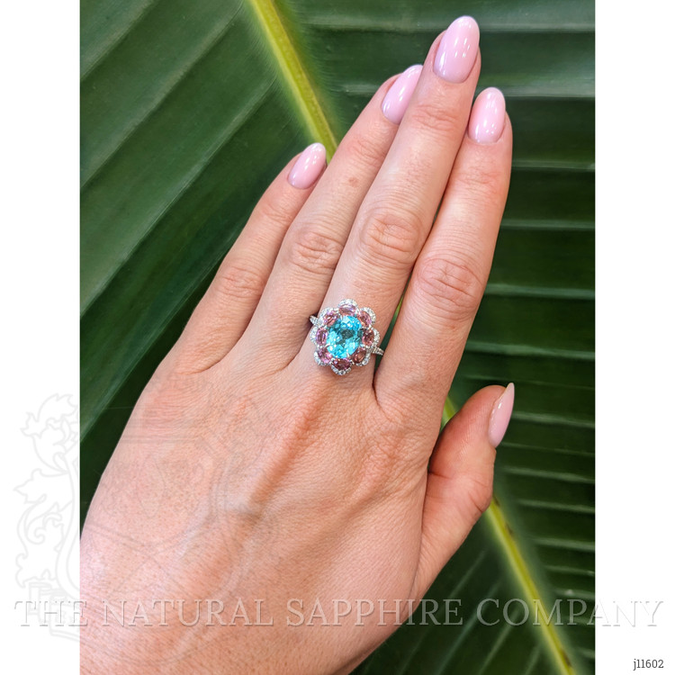 2.76 Ct. Paraiba Tourmaline Tourmaline Pave Ring, 18K Yellow & White