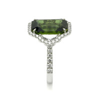 10.00 Ct. Green Sapphire and Natural Diamond Three Stone Ring, 18K White Gold Image