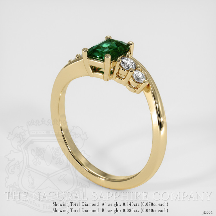 1.14 Ct. Green Sapphire and Lab Grown Diamond Accent Stones Ring, 14K Yellow Gold