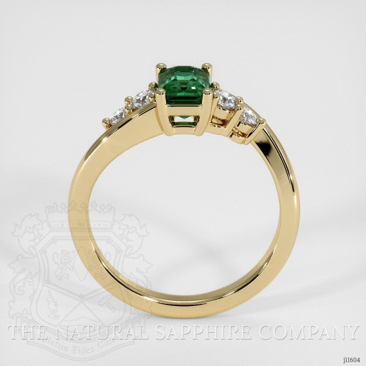 1.14 Ct. Green Sapphire and Lab Grown Diamond Accent Stones Ring, 14K Yellow Gold