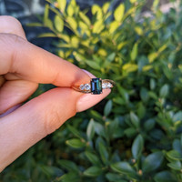 1.14 Ct. Green Sapphire and Lab Grown Diamond Accent Stones Ring, 14K Yellow Gold Life Style