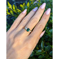 1.14 Ct. Green Sapphire and Lab Grown Diamond Accent Stones Ring, 14K Yellow Gold Life Style