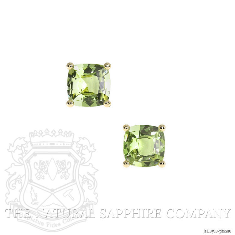 2.08 Ct.Tw. Green Sapphire Studs Earrings, 18K Yellow Gold