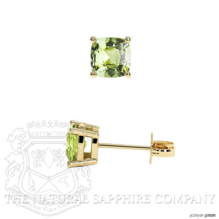 2.08 Ct.Tw. Green Sapphire Studs Earrings, 18K Yellow Gold