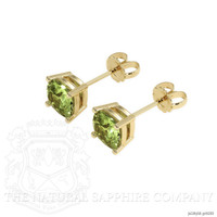 2.08 Ct.Tw.Total Carat Weight Green Sapphire Studs Earrings, 18K Yellow Gold Image