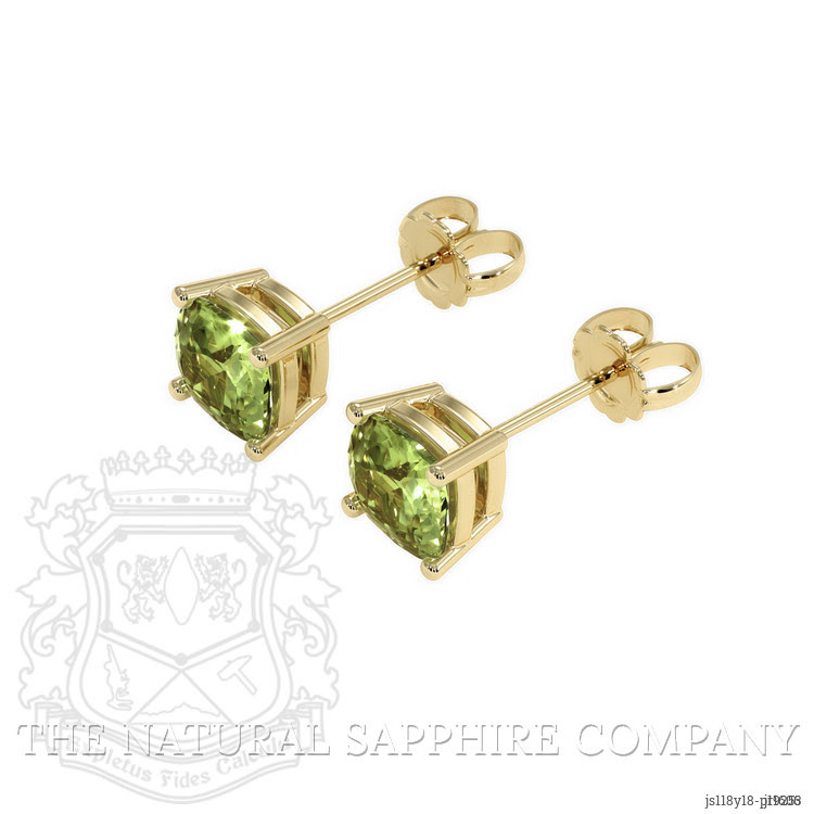 2.08 Ct.Tw. Green Sapphire Studs Earrings, 18K Yellow Gold