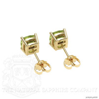 2.08&nbsp;Ct.Tw.Total Carat Weight Green Sapphire Studs Earrings, 18K Yellow Gold Image