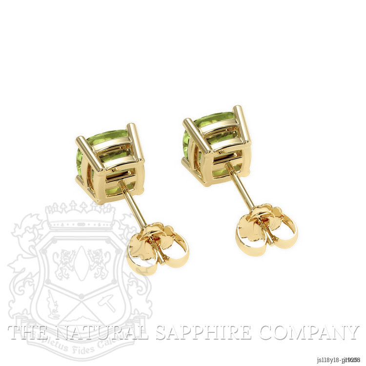 2.08 Ct.Tw. Green Sapphire Studs Earrings, 18K Yellow Gold