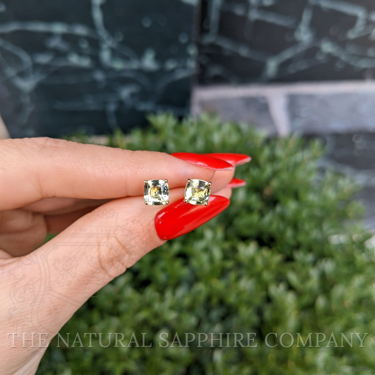 2.08 Ct.Tw. Green Sapphire Studs Earrings, 18K Yellow Gold