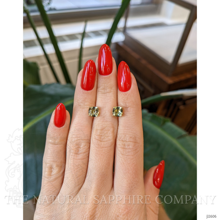 2.08 Ct.Tw. Green Sapphire Studs Earrings, 18K Yellow Gold