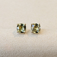 2.08&nbsp;Ct.Tw.Total Carat Weight Green Sapphire Studs Earrings, 18K Yellow Gold Life Style