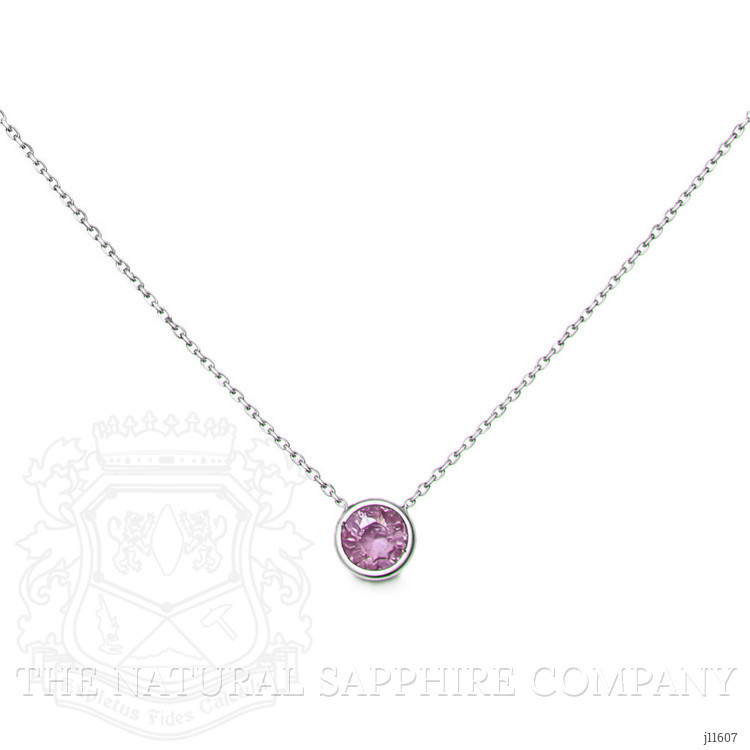 0.57 Ct. Pink Sapphire Bezel Necklace, 14K White Gold