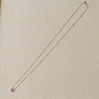 0.57 Ct. Pink Sapphire Bezel Necklace, 14K White Gold Image