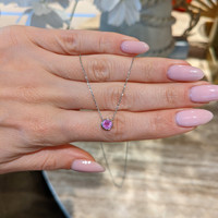 0.57 Ct. Pink Sapphire Bezel Necklace, 14K White Gold Life Style