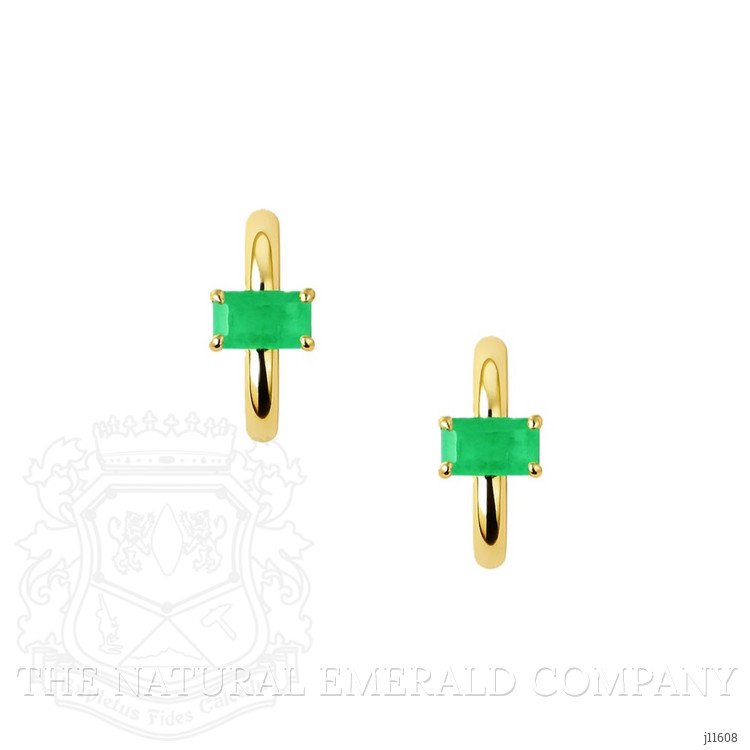 0.57 Ct.Tw. Emerald Hoops Earrings, 14K Yellow Gold