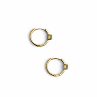 0.57 Ct.Tw. Emerald Hoops Earrings, 14K Yellow Gold Image