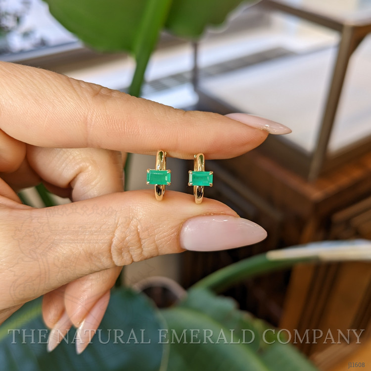 0.57 Ct.Tw. Emerald Hoops Earrings, 14K Yellow Gold