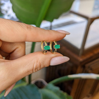 0.57 Ct.Tw. Emerald Hoops Earrings, 14K Yellow Gold Life Style