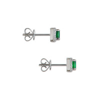 0.42&nbsp;Ct.Tw.Total Carat Weight Emerald and Natural Diamond Studs Earrings, 14K White Gold Image