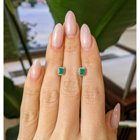 0.42&nbsp;Ct.Tw.Total Carat Weight Emerald and Natural Diamond Studs Earrings, 14K White Gold Life Style