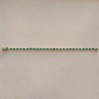 4.54&nbsp;Ct.Tw.Total Carat Weight Emerald and Natural Diamond Tennis/Line Bracelet, 14K Yellow Gold Image
