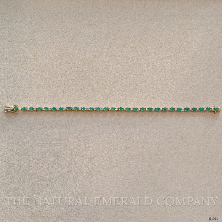 4.54 Ct.Tw. Emerald and Natural Diamond Tennis/Line Bracelet, 14K Yellow Gold