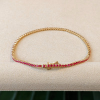 2.10 Ct.Tw.Total Carat Weight Ruby Tennis/Line Bracelet, 14K Yellow Gold Image