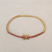 2.10 Ct.Tw.Total Carat Weight Ruby Tennis/Line Bracelet, 14K Yellow Gold Image
