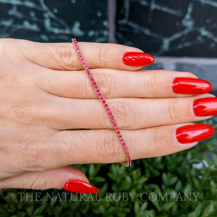 2.10 Ct.Tw. Ruby Tennis/Line Bracelet, 14K Yellow Gold