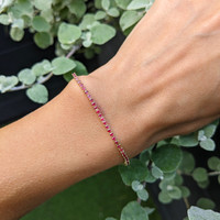 2.10&nbsp;Ct.Tw.Total Carat Weight Ruby Tennis/Line Bracelet, 14K Yellow Gold Life Style