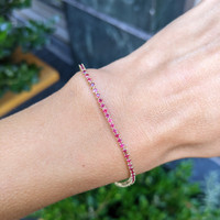 2.10 Ct.Tw.Total Carat Weight Ruby Tennis/Line Bracelet, 14K Yellow Gold Life Style