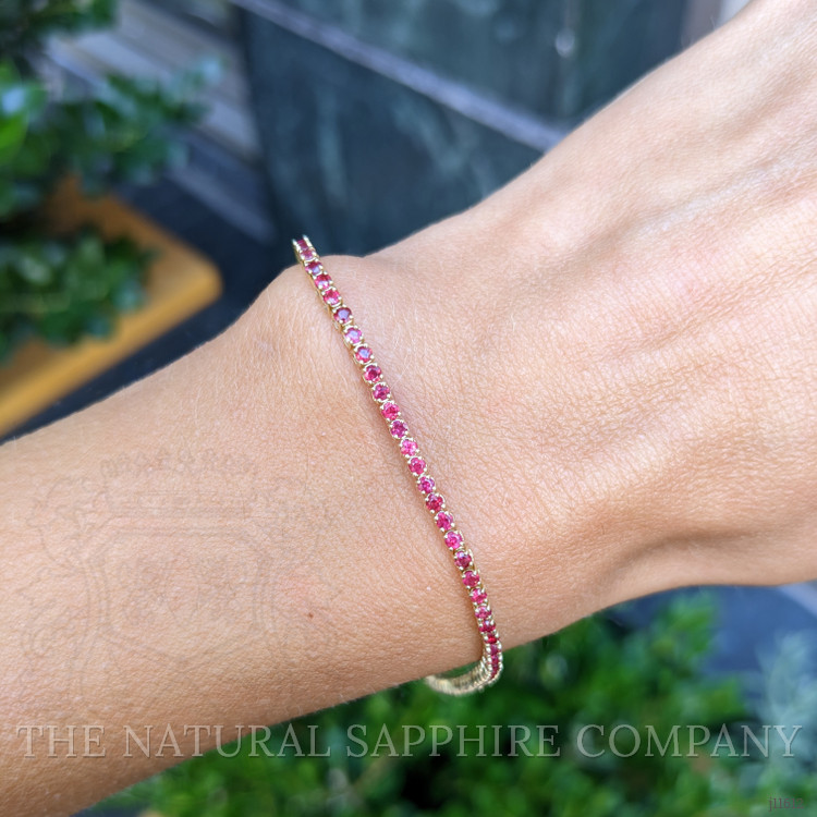 2.10 Ct.Tw. Ruby Tennis/Line Bracelet, 14K Yellow Gold