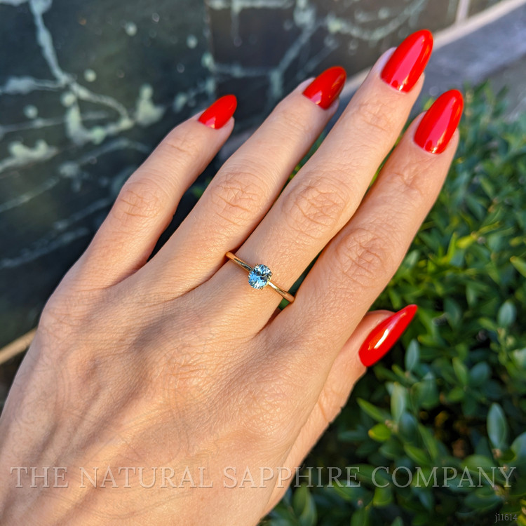 0.66 Ct. Bluish Green Sapphire Solitaire Ring, 14K Yellow Gold