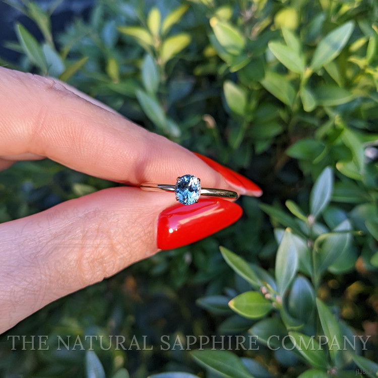 0.66 Ct. Bluish Green Sapphire Solitaire Ring, 14K Yellow Gold