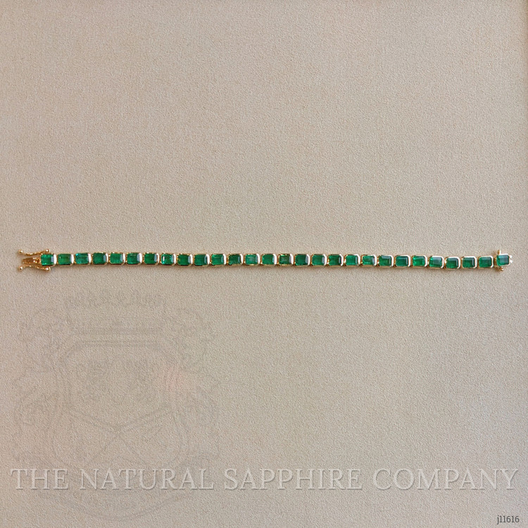 11.73 Ct.Tw. Emerald Bezel Bracelet, 14K Yellow Gold