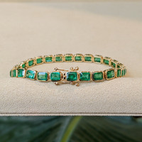 11.73 Ct.Tw. Emerald Bezel Bracelet, 14K Yellow Gold Image