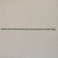 3.22 Ct.Tw.Total Carat Weight Emerald and Natural Diamond Halo Bracelet, 18K Yellow Gold Image