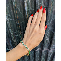 3.22 Ct.Tw. Emerald Natural Diamond Halo Bracelet, 18K Yellow Gold Life Style