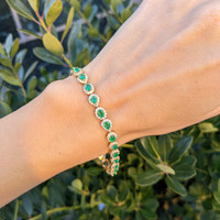3.22 Ct.Tw. Emerald Natural Diamond Halo Bracelet, 18K Yellow Gold Life Style