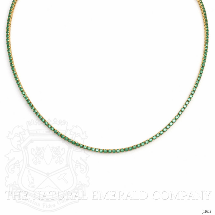 6.82 Ct. Emerald Tennis/Riviere Necklace, 14K Yellow Gold